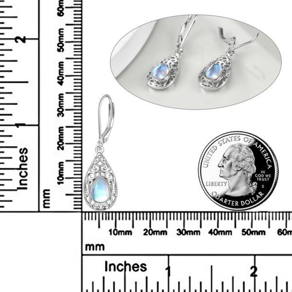 Sterling Silver Moonstone Teardrop Dangle Earrings-1