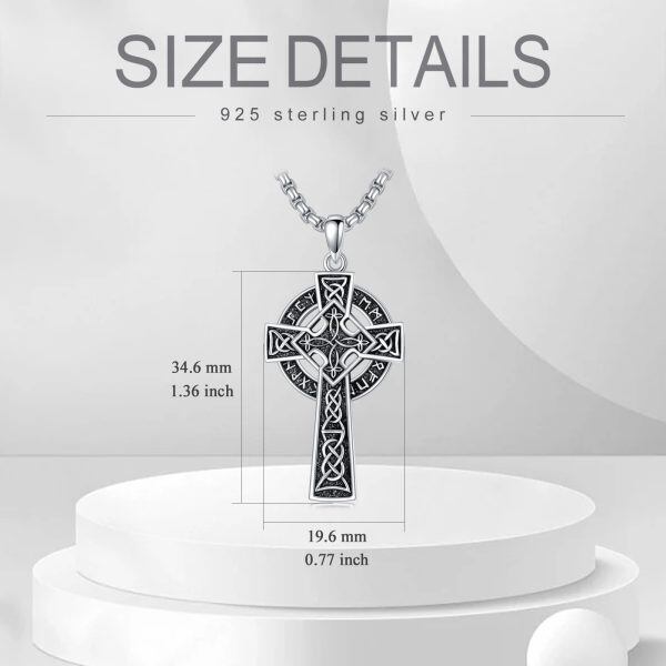 Sterling Silver Nordic Viking Celtic Cross Pendant Necklaces with Stainless Steel Chain-1