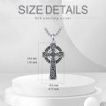 wholesale 925 Sterling Silver Celtic Cross Pendant Necklace  with Black Enamel and Runes - Norse Mythology  for Men & Women-0-1