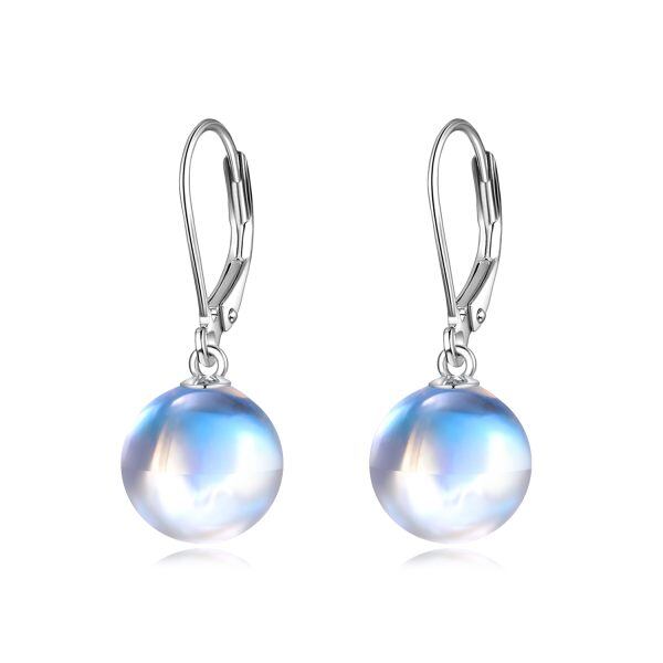 Sterling Silver 8mm Moonstone Dangle Earrings-0