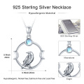 wholesale 925 Sterling Silver Raven Moonstone Circle Pendant Necklace for Men & Women Gifts-0-1