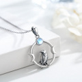 wholesale 925 Sterling Silver Raven Moonstone Circle Pendant Necklace for Men & Women Gifts-0-2