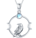 wholesale 925 Sterling Silver Raven Moonstone Circle Pendant Necklace for Men & Women Gifts-0-8