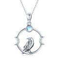 wholesale 925 Sterling Silver Raven Moonstone Circle Pendant Necklace for Men & Women Gifts-0-9