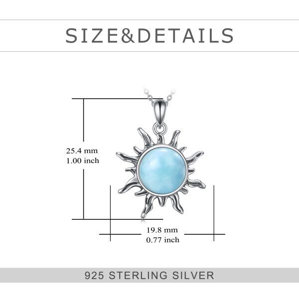 Sterling Silver Larimar Sun Pendant Necklace -1