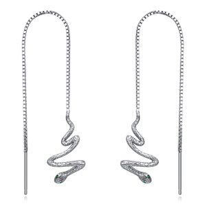 Sterling Silver Snake Threader Earrings-0