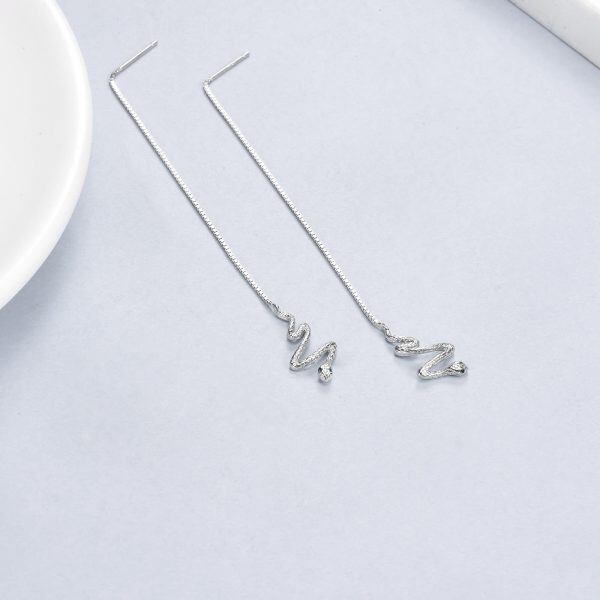 Sterling Silver Snake Threader Earrings-4