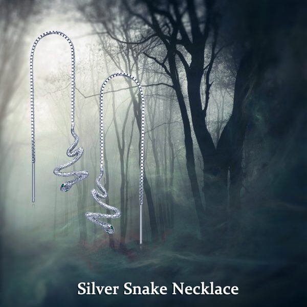 Sterling Silver Snake Threader Earrings-5