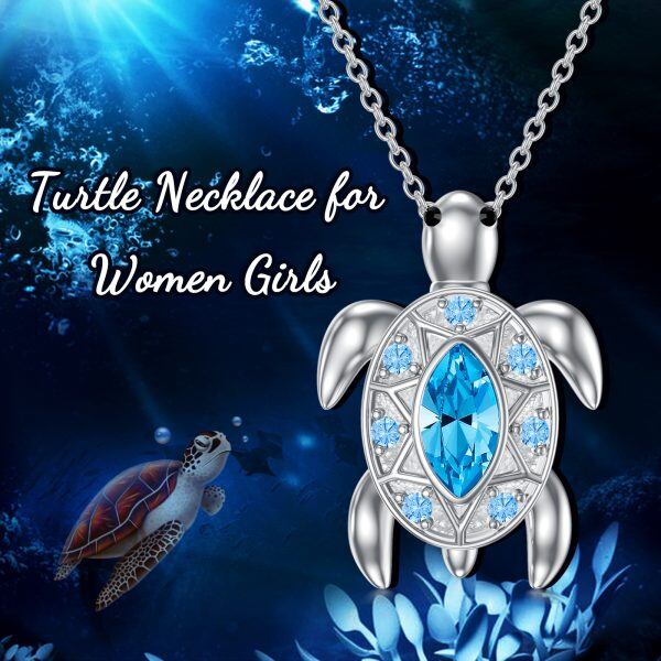 Sterling Silver Turtle Urn Necklace with Crystal-5