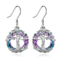 wholesale Sterling Silver Crystal Tree of Life Dangle Earrings for Women - Rhodium Plated-0-6
