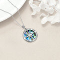 wholesale 925 Sterling Silver Abalone Shell Compass Pendant Necklace for Men & Women-0-4