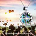 wholesale 925 Sterling Silver Abalone Shell Compass Pendant Necklace for Men & Women-0-5