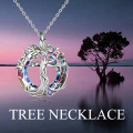 wholesale Sterling Silver Austrian Crystal Tree of Life Necklace Mother s Day Gift - Rose Gold Plated-0-16
