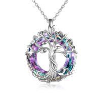 wholesale Sterling Silver Austrian Crystal Tree of Life Necklace Mother s Day Gift - Rhodium Plated- Rhodium Plated