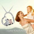 wholesale 925 Sterling Silver Blue Crystal Cow & Heart Pendant Necklace for Mom and Daughter-0-8