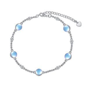 Sterling Silver Moonstone Ankle Bracelets-0