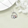 wholesale 925 Sterling Silver Blue Crystal Cow & Heart Pendant Necklace for Mom and Daughter-0-10