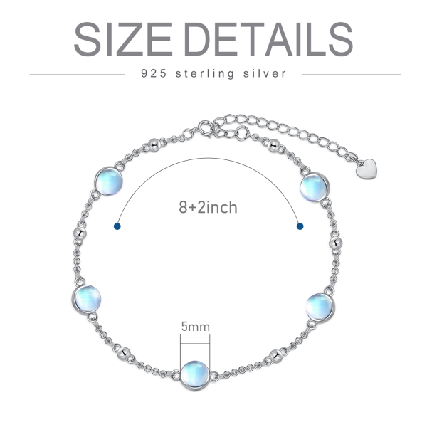 Sterling Silver Moonstone Ankle Bracelets-1