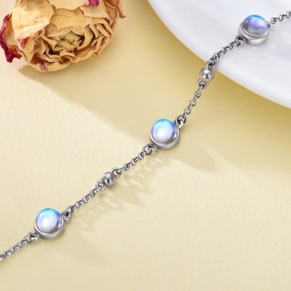 Sterling Silver Moonstone Ankle Bracelets-4