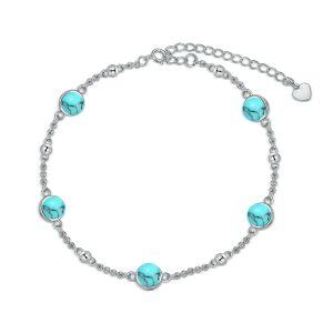 Sterling Silver Turquoise Ankle Bracelets-0