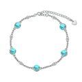 wholesale Silver Austrian Crystal Planet Galaxy Ankle Bracelet for Women Gift for Daughter Sister Wife Girlfriend Turquoise - Rhodium Plated-0-5