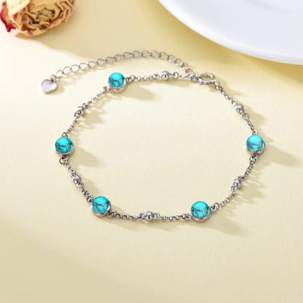 Sterling Silver Turquoise Ankle Bracelets-3