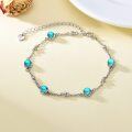 wholesale Silver Austrian Crystal Planet Galaxy Ankle Bracelet for Women Gift for Daughter Sister Wife Girlfriend Turquoise - Rhodium Plated-0-8