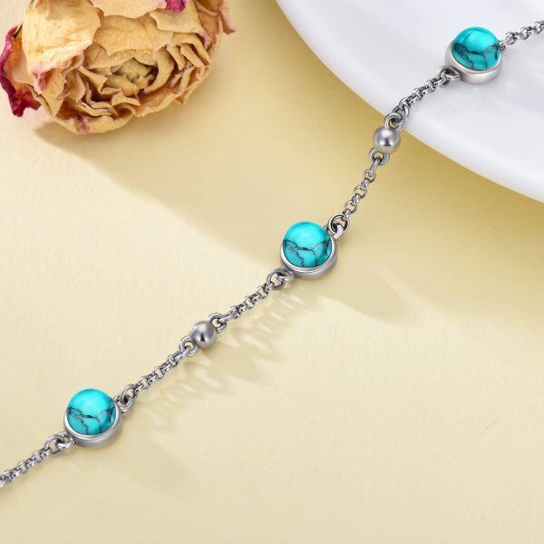 Sterling Silver Turquoise Ankle Bracelets-4