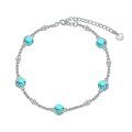 wholesale Silver Austrian Crystal Planet Galaxy Ankle Bracelet for Women Gift for Daughter Sister Wife Girlfriend Turquoise - Rhodium Plated-0-11
