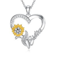 wholesale 925 Sterling Silver Sunflower Heart Love Knot Moon Star Pendant Necklace for Women Mom Sister Gifts- Two Tone