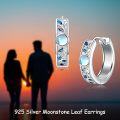 wholesale 925 Sterling Silver Blue Gradient Drop Glaze Leaves Design Moonstone Huggie Earrings (15mm)-0-3