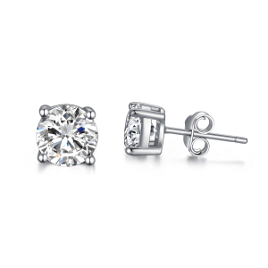 Sterling Silver 2ct Moissanite Stud Earrings-0