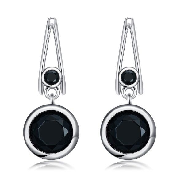 Sterling Silver Black Cubic Zirconia Stud Earrings-0