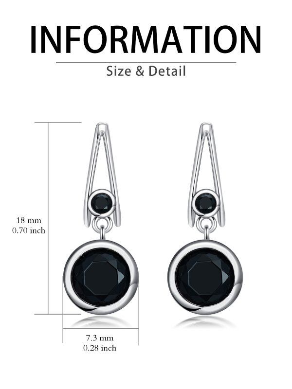 Sterling Silver Black Cubic Zirconia Stud Earrings-2