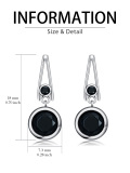 wholesale 925 Sterling Silver Black Onyx Round Leverback Dangle Earrings Gift for Her-0-2