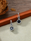 wholesale 925 Sterling Silver Black Onyx Round Leverback Dangle Earrings Gift for Her-0-4