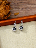 wholesale 925 Sterling Silver Black Onyx Round Leverback Dangle Earrings Gift for Her-0-5