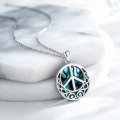 wholesale 925 Sterling Silver Round Abalone Shell Celtic Peace Sign Pendant Necklace for Women and Girls-0-3