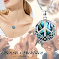 wholesale 925 Sterling Silver Round Abalone Shell Celtic Peace Sign Pendant Necklace for Women and Girls-0-7