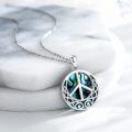wholesale 925 Sterling Silver Round Abalone Shell Celtic Peace Sign Pendant Necklace for Women and Girls-0-15