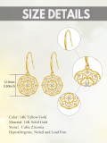 wholesale 14K Gold Diamond Floral Drop Earrings for Women s-0-3