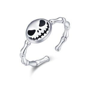 Sterling Silver Halloween Skull Adjustable Rings-0