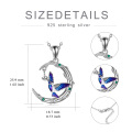 wholesale 925 Sterling Silver Moon & Hummingbird Pendant with Green Austrian Crystal Necklaces for Women Gifts-0-1