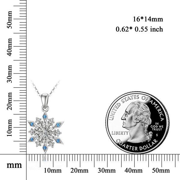 14K Solid White Gold Snowflake Pendant Necklace-1