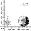 wholesale 14K Solid White Gold Snowflake Necklace for Women Dainty Pendant Necklace Blue Cubic Zirconia 18-0-1