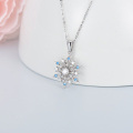 wholesale 14K Solid White Gold Snowflake Necklace for Women Dainty Pendant Necklace Blue Cubic Zirconia 18-0-3
