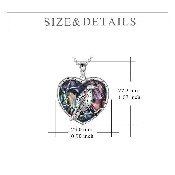 Sterling Silver Abalone Shell Raven Pendant Necklace-1