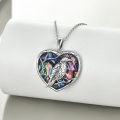 wholesale 925 Sterling Silver Heart-Shaped Abalone Shell Raven Pendant Necklaces Triple Moon Goddess Gothic Jewelry for Women and Men-0-3