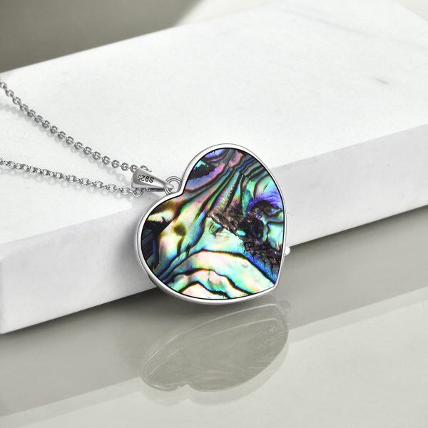 Sterling Silver Abalone Shell Raven Pendant Necklace-4