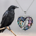 wholesale 925 Sterling Silver Heart-Shaped Abalone Shell Raven Pendant Necklaces Triple Moon Goddess Gothic Jewelry for Women and Men-0-5
